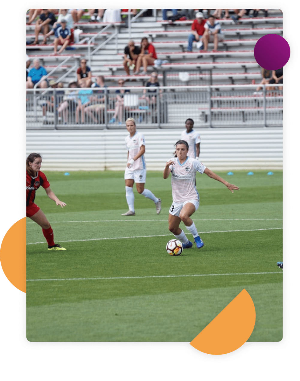 Soccer player about to kick the ball during a game