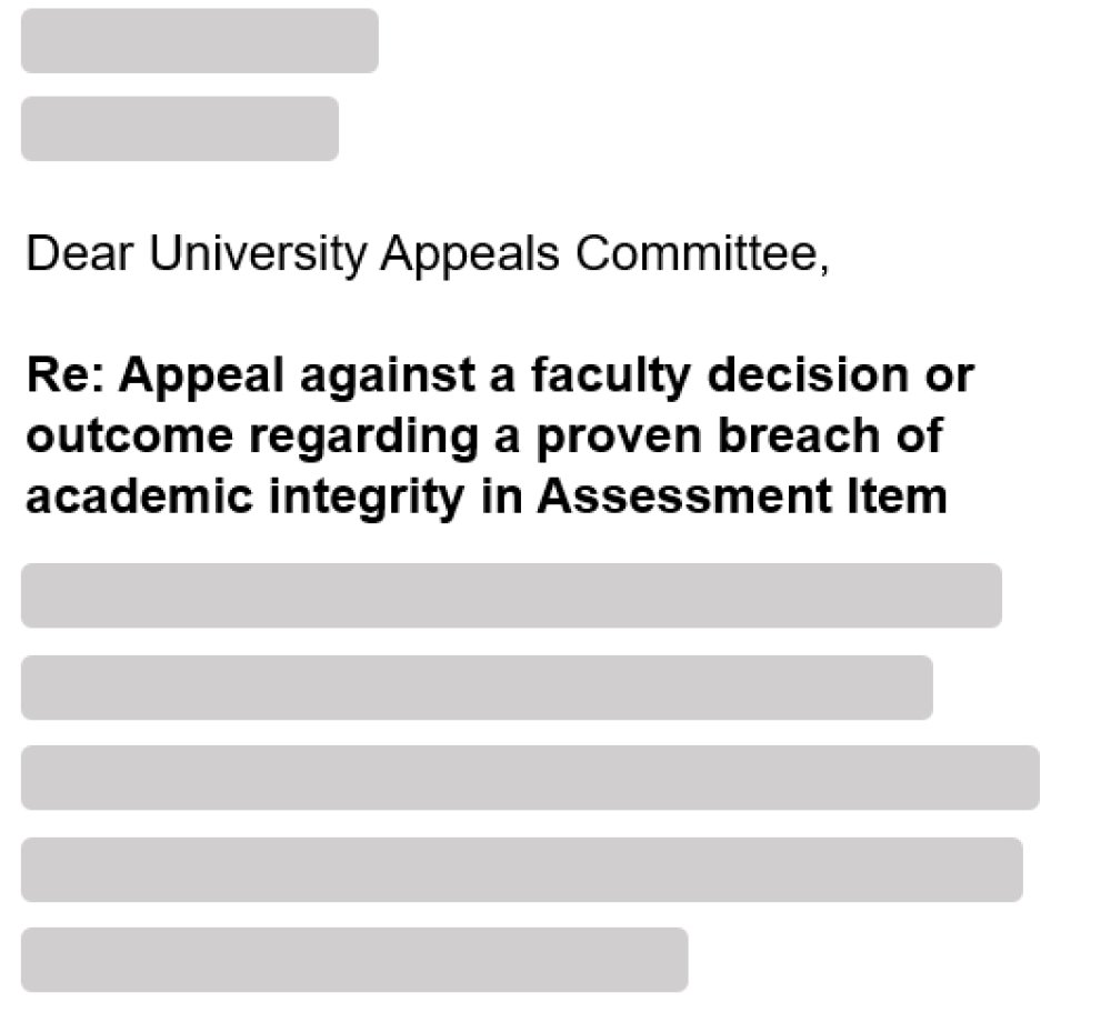 Appeal against a faculty decision or outcome regarding a proven breach of academic integrity