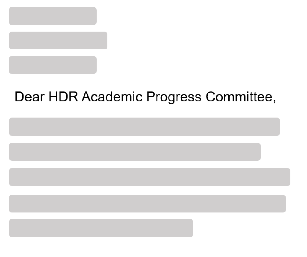 HDR Academic Progress Letter